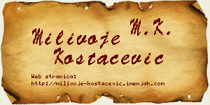 Milivoje Kostačević vizit kartica